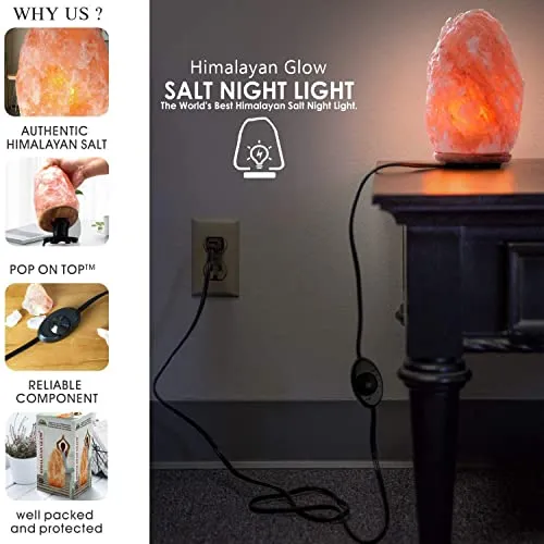 Himalayan Glow 1004 Crystal Himalayan Salt Lamp, Night Light Hand Crafted for Home Decor, 7-9 Inch, Orange/Amber