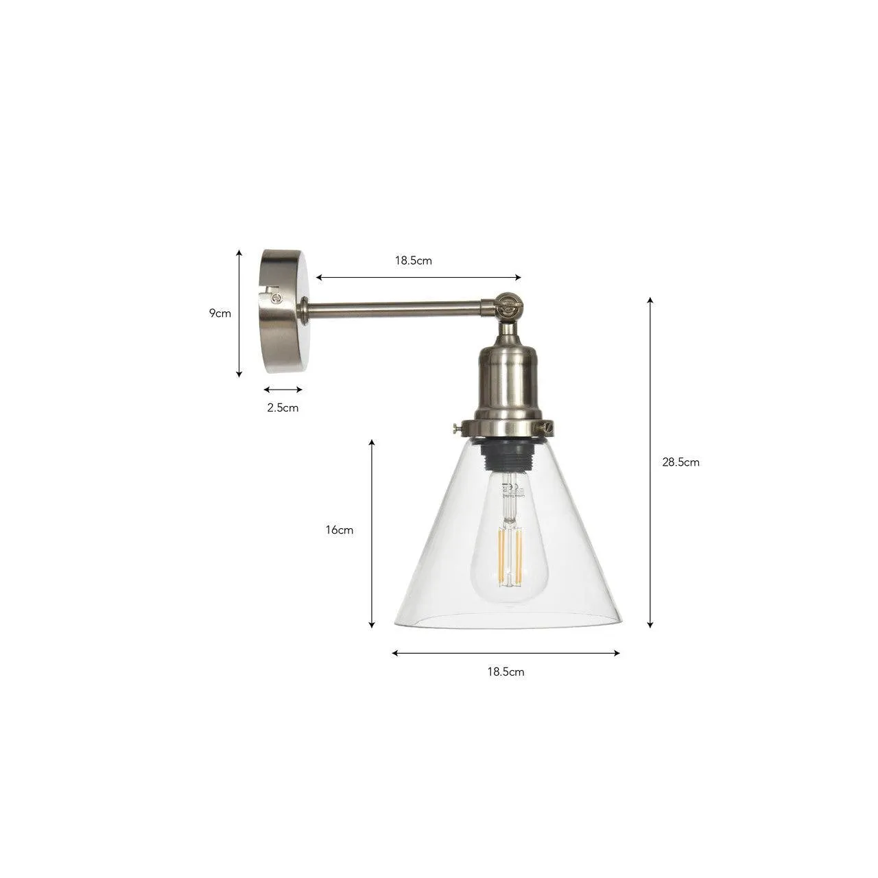 Hoxton Cone Wall Light - Satin Nickel