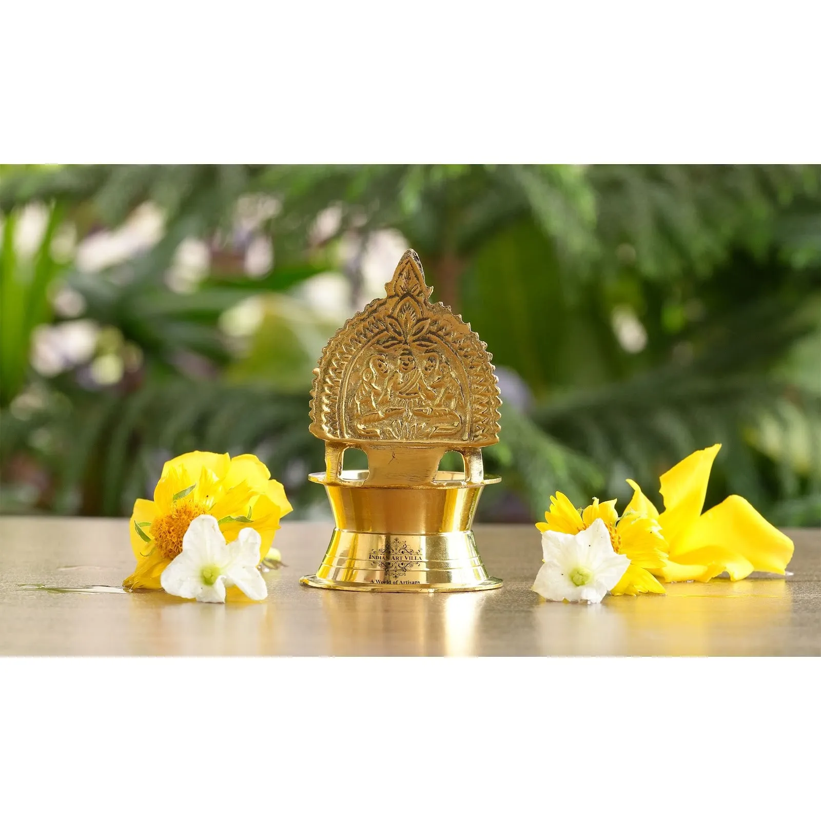 Indian Art Villa Brass Laxmi Idol Diya Oil Lamp, Handmade Deepak for Puja, Diwali Festival, and Home Decoration Set of 2