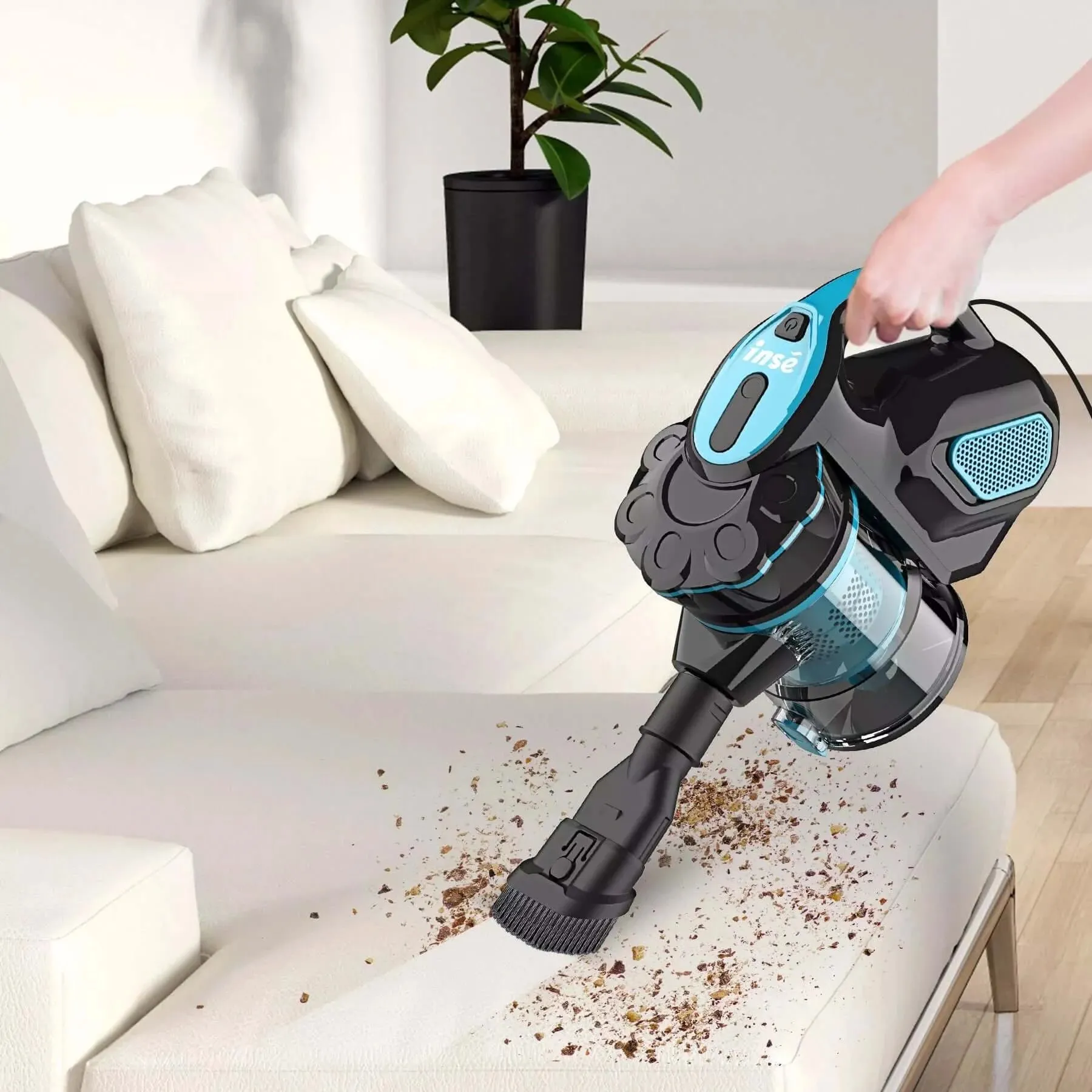 INSE I5 Corded Stick Vacuum 600W 18Kpa for Hardwood Floor Pet Hair