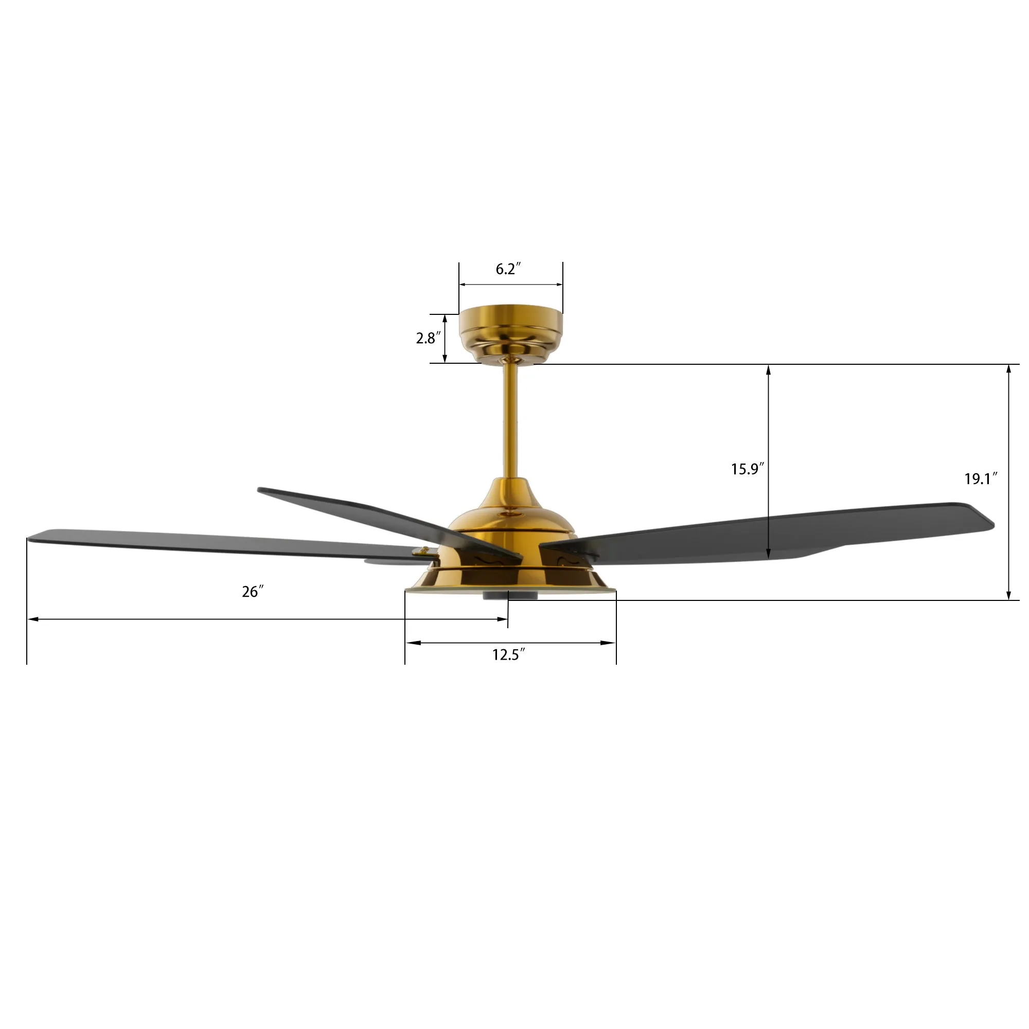 JOURNEY 52 inch 5-Blade Smart Ceiling Fan with LED Light Kit & Remote - Gold/Black