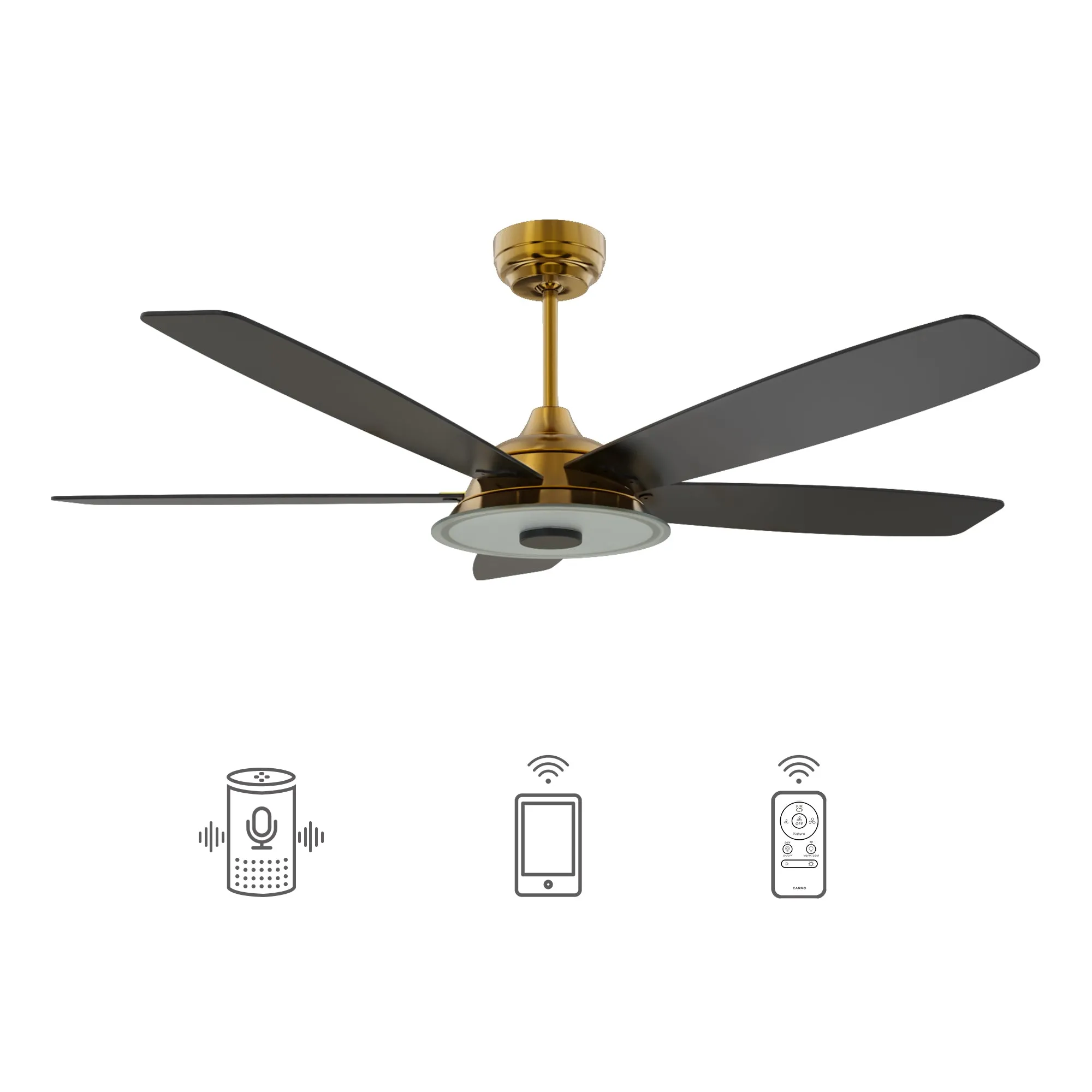 JOURNEY 52 inch 5-Blade Smart Ceiling Fan with LED Light Kit & Remote - Gold/Black