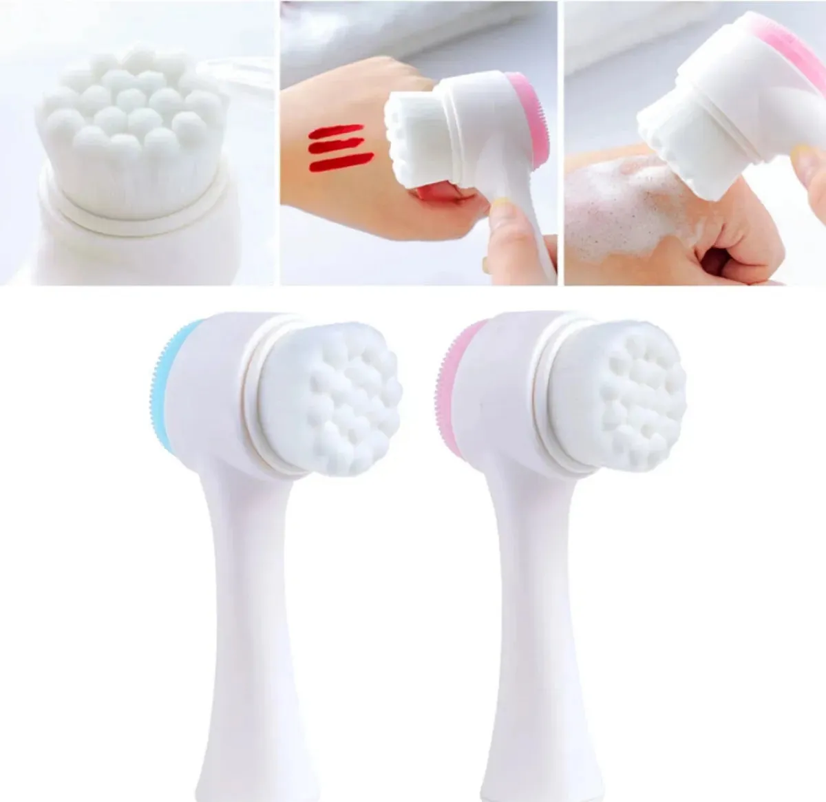 Julystar 1 Piece Double Sided Silicon & Fiber Deep and Clean Facial Cleansing Brush