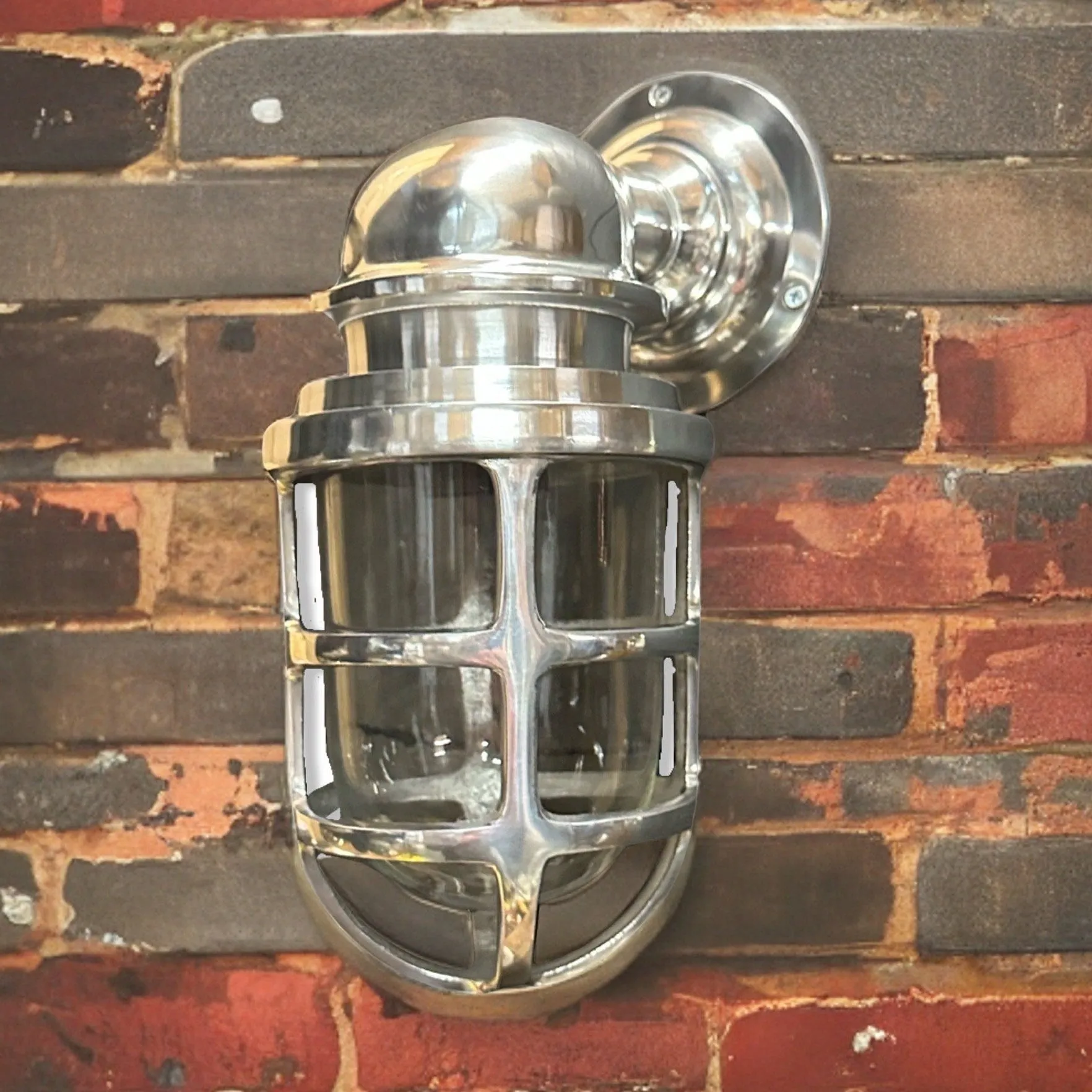 Keswick ~ Bulkhead Outdoor & Bathroom Sconce Wall Light Solid Polished Aluminium |