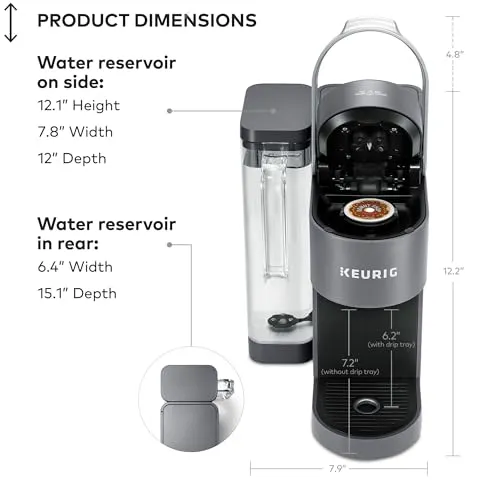 Keurig K-Supreme Single Serve K-Cup Pod Coffee Maker, MultiStream Technology, 4 Brew Sizes, 66oz Dual-Position Removable Reservoir, Gray