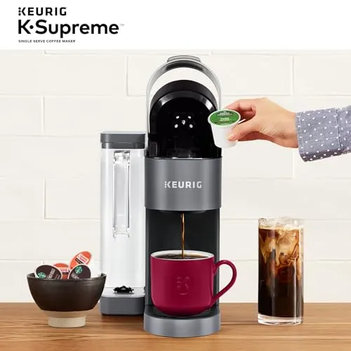 Keurig K-Supreme Single Serve K-Cup Pod Coffee Maker, MultiStream Technology, 4 Brew Sizes, 66oz Dual-Position Removable Reservoir, Gray