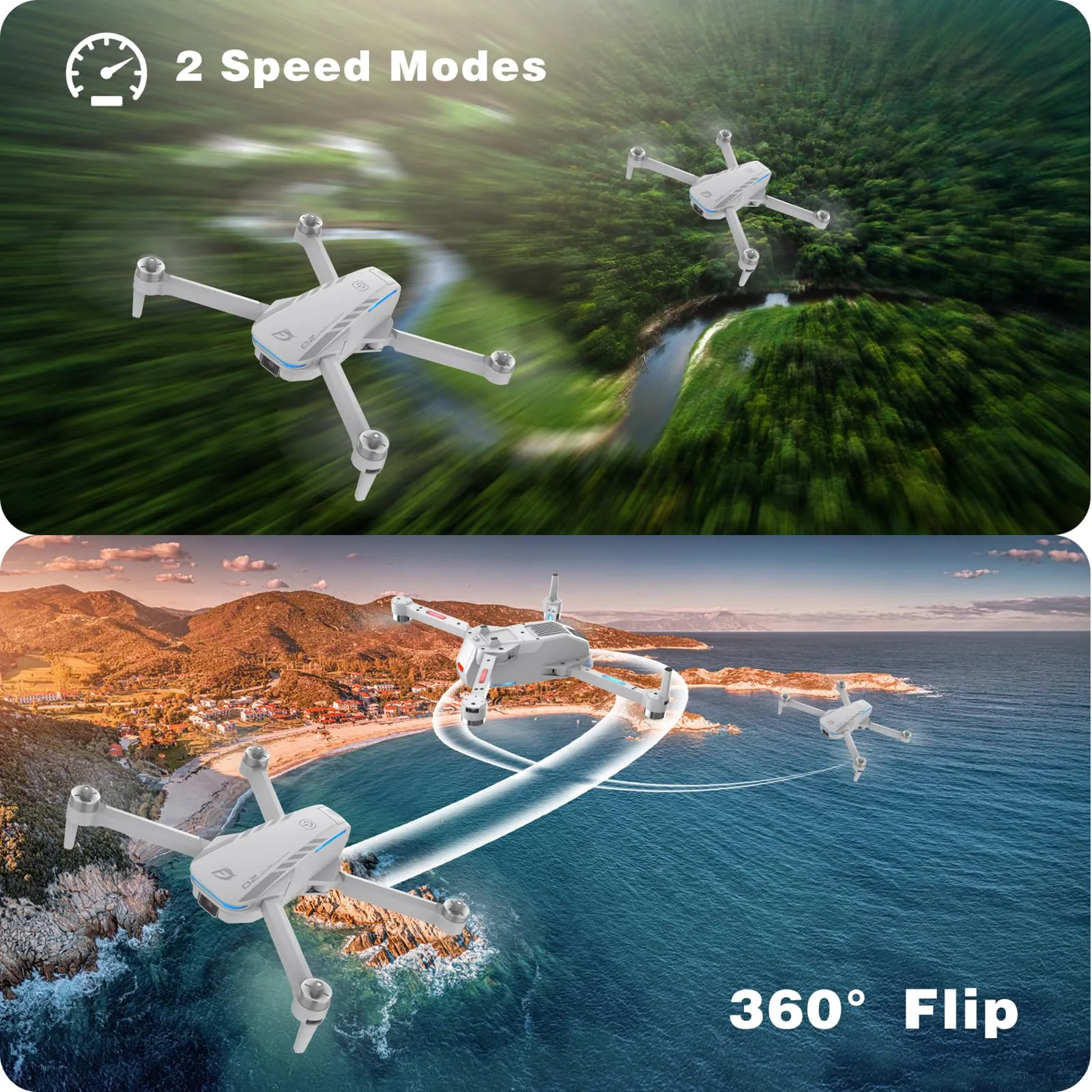 KGF Drone with Camera 1080P HD FPV Foldable Drones for Kids and Beginners,Brushless Motor Gesture Control,Stable Altitude Hold, One Key Start, 360° Flip, Waypoints Fly, Gravity Control, 2 Batteries