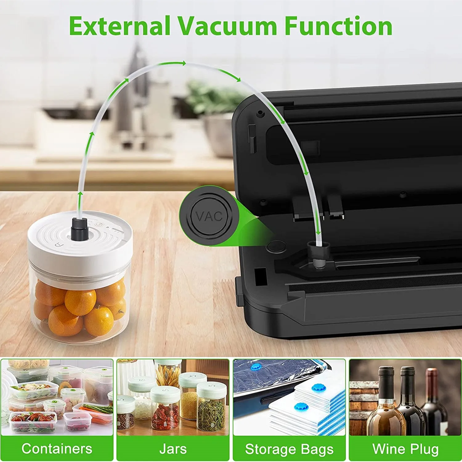 KOIOS Vacuum Sealer Machine, 86Kpa Automatic Vacuum Air food sealer/Built-in Cutter Starter Kit