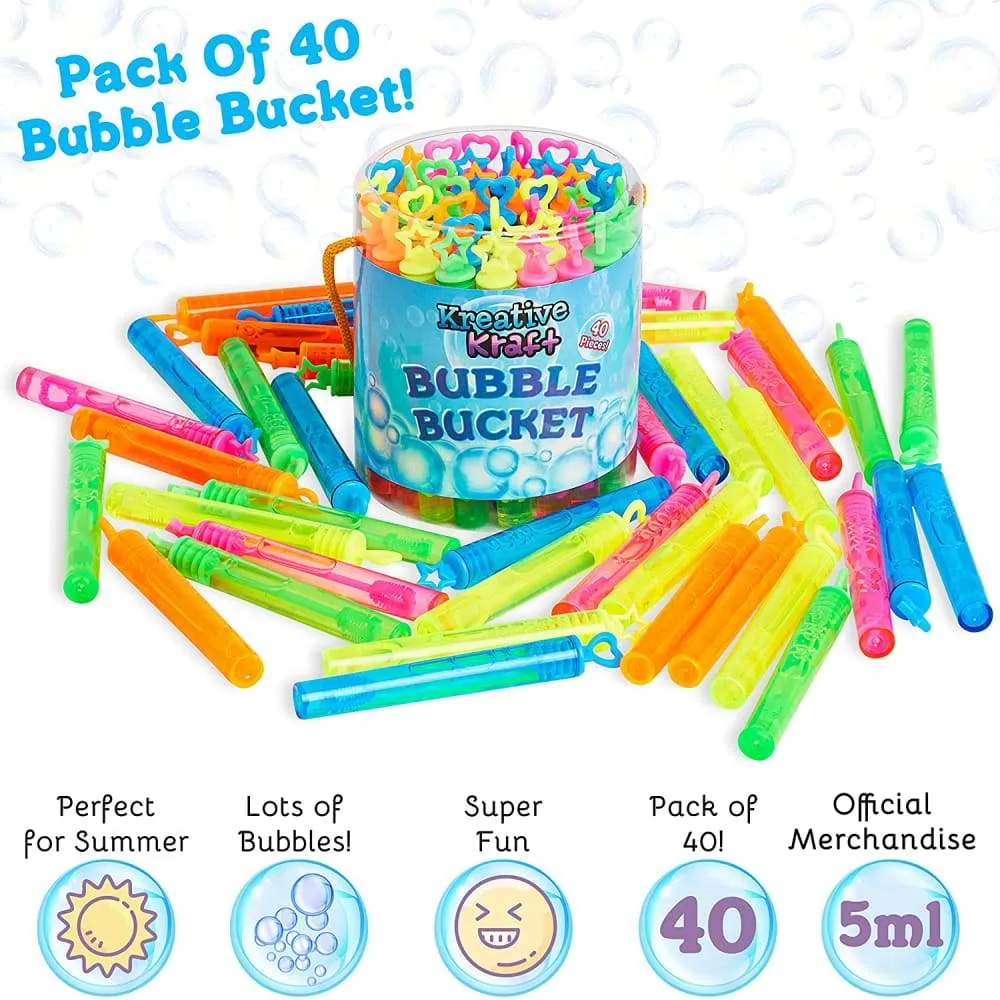 KreativeKraft Pack of 40 Bubble Wands Fun Garden Toys For Kids, Gifts For Girls Boys