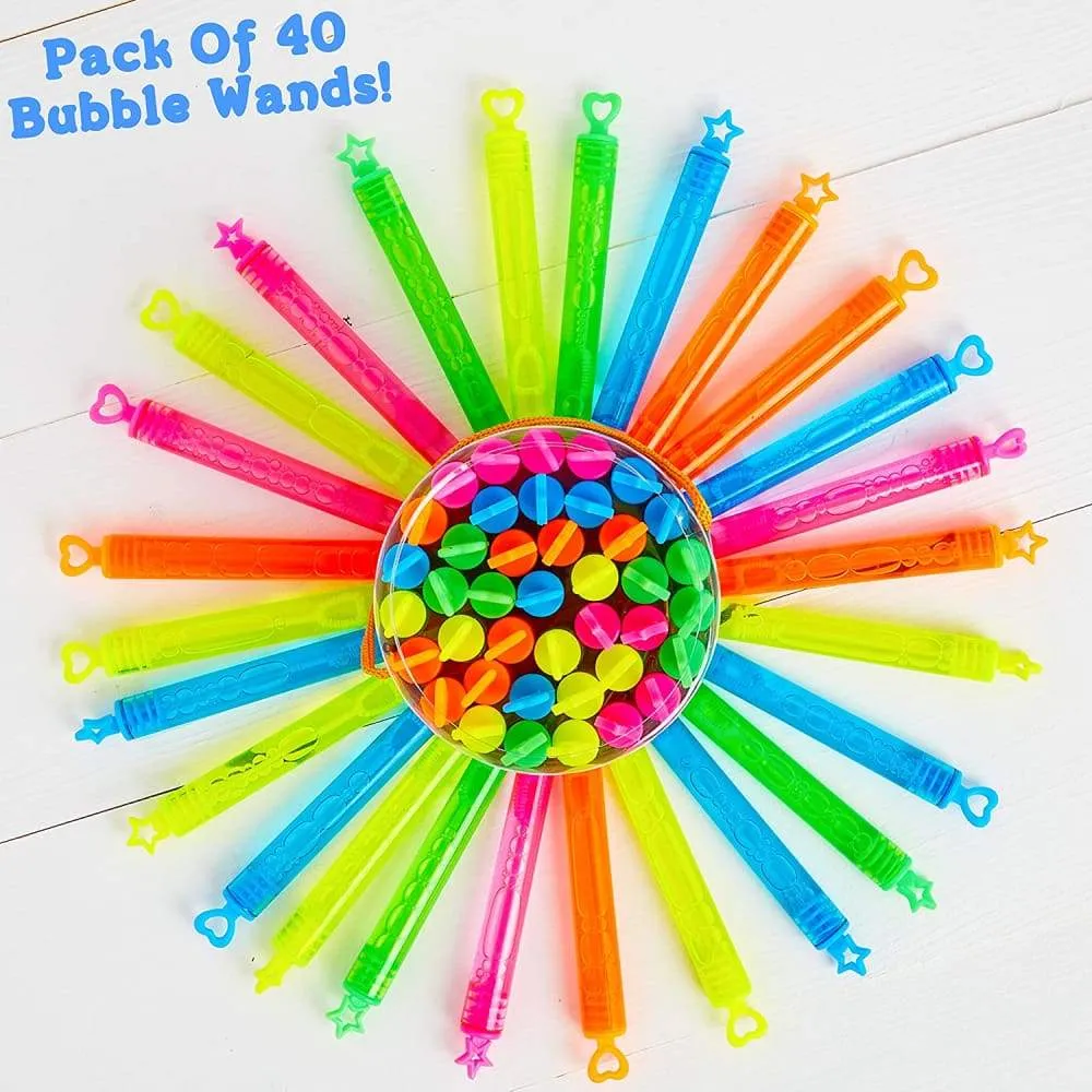 KreativeKraft Pack of 40 Bubble Wands Fun Garden Toys For Kids, Gifts For Girls Boys