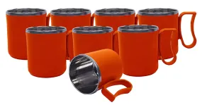 Kuber Industries 10 Pieces Stainless Steel Designer Coffee Mug 250 ML (Orange)-CTKTC21657