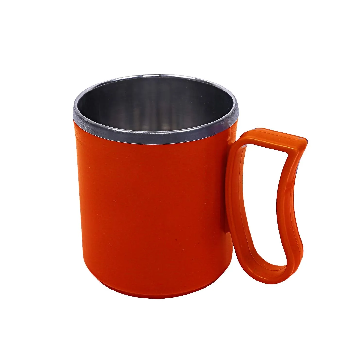 Kuber Industries 10 Pieces Stainless Steel Designer Coffee Mug 250 ML (Orange)-CTKTC21657