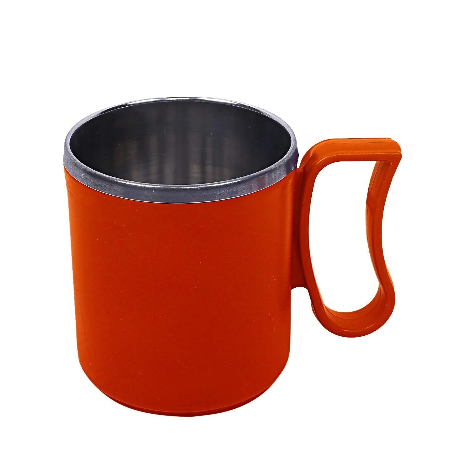 Kuber Industries 10 Pieces Stainless Steel Designer Coffee Mug 250 ML (Orange)-CTKTC21657