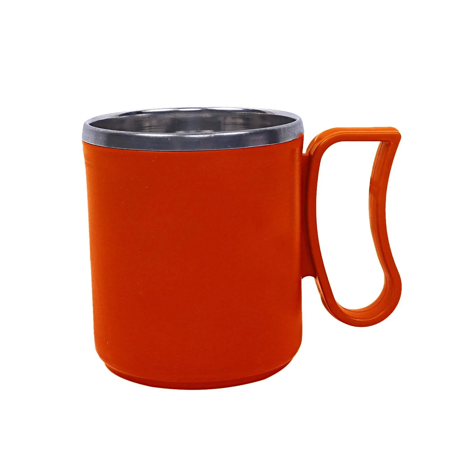 Kuber Industries 10 Pieces Stainless Steel Designer Coffee Mug 250 ML (Orange)-CTKTC21657