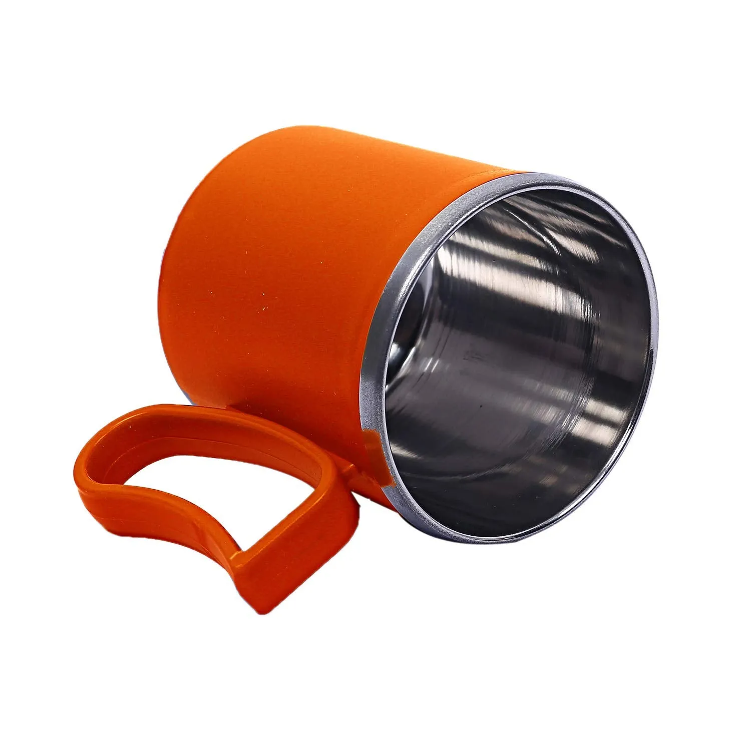 Kuber Industries 10 Pieces Stainless Steel Designer Coffee Mug 250 ML (Orange)-CTKTC21657