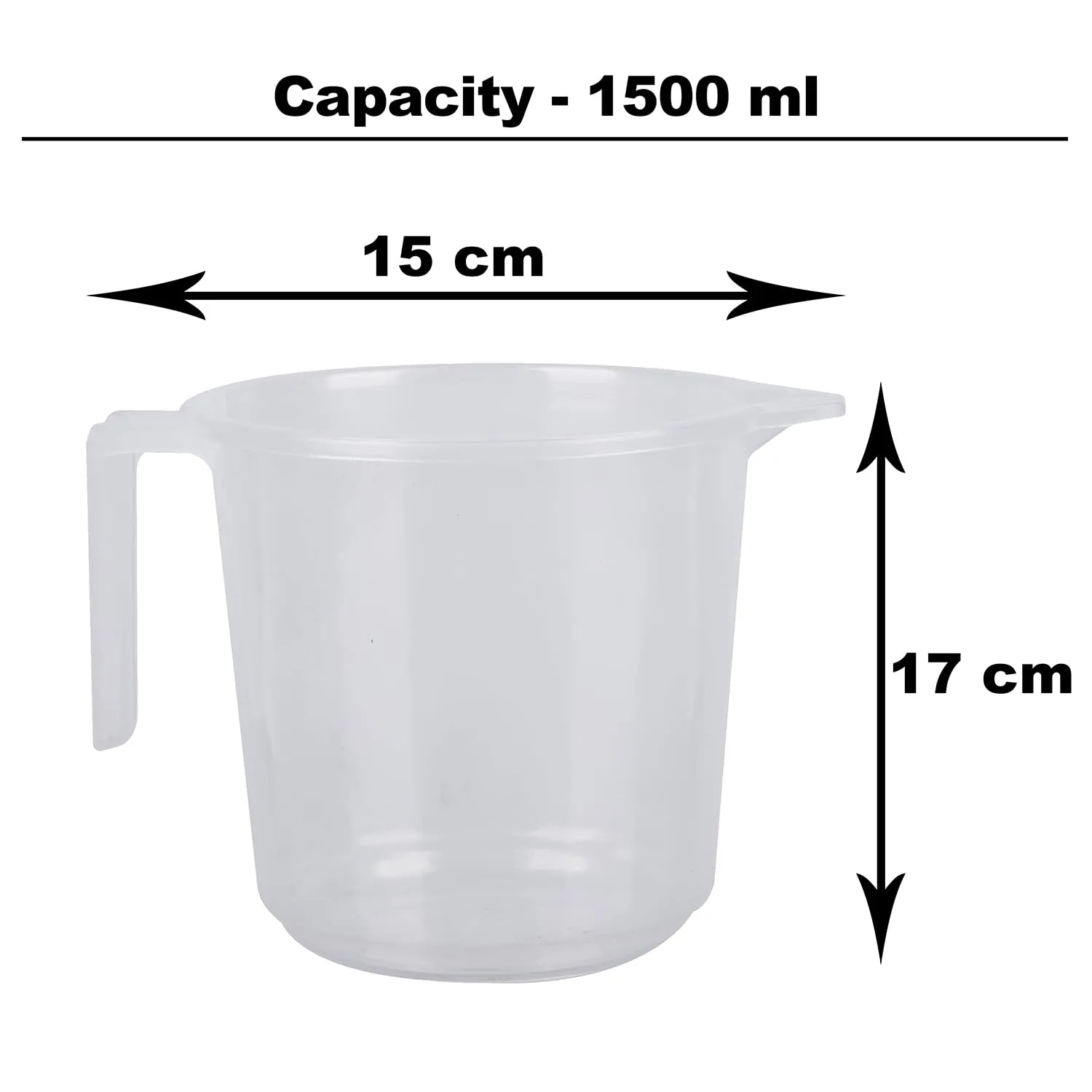 Kuber Industries Bathroom Mug | Plastic Bath Mug for Bathroom | Strong Mug for Bathroom | Toilet Mug | Washroom Jug | Mug for Bathing | 1500 ML | Pack of 2 | Transparent