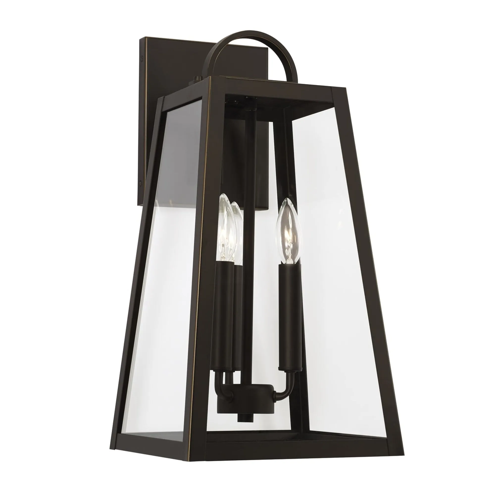 Leighton - 3 Light Coastal Outdoor Wall Lantern - 19.5" - Oiled Bronze