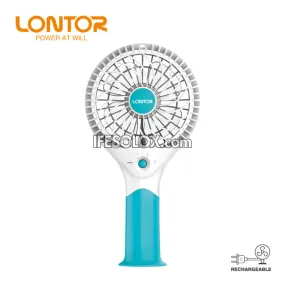 LONTOR 4" Rechargeable Portable Hand Fan with 4-Blades (CTL-CF087-4) - Brand New