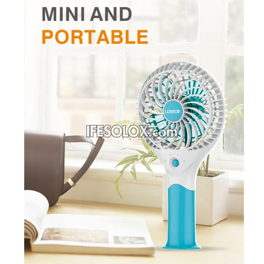 LONTOR 4" Rechargeable Portable Hand Fan with 4-Blades (CTL-CF087-4) - Brand New