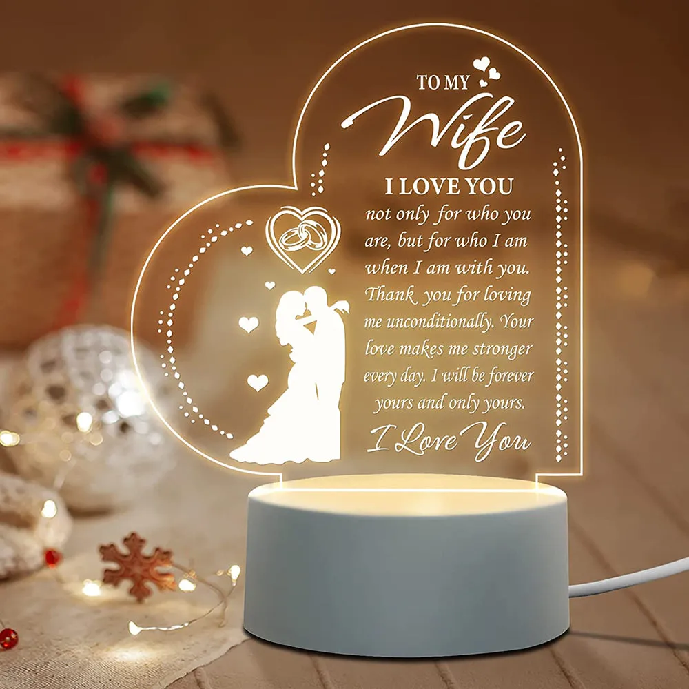 Love Expressing Acrylic Night Light Ideal Gift for Wife - USB Plugged In