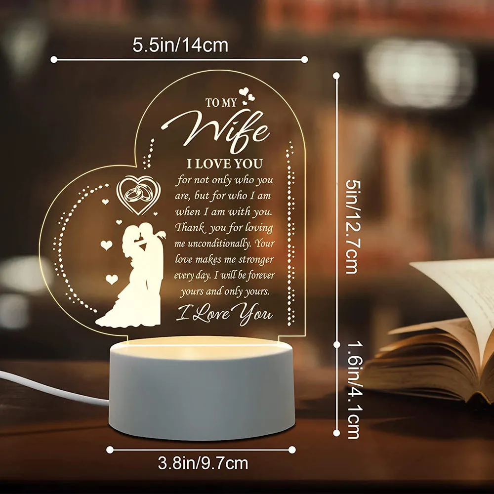 Love Expressing Acrylic Night Light Ideal Gift for Wife - USB Plugged In