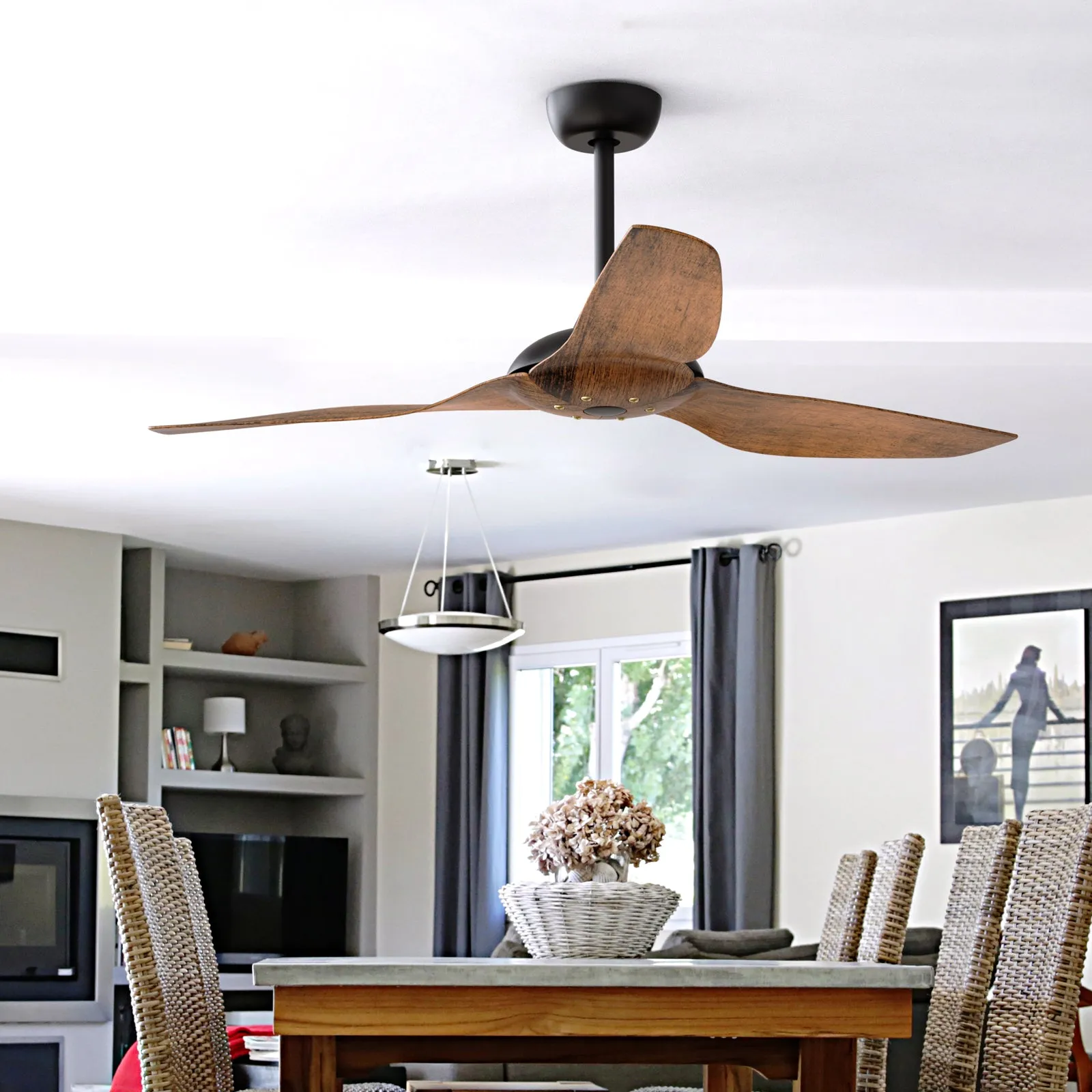 MACKAY 132cm / 52 inch 3 Blade DC Modern Ceiling Fan Walnut in Hand Painted