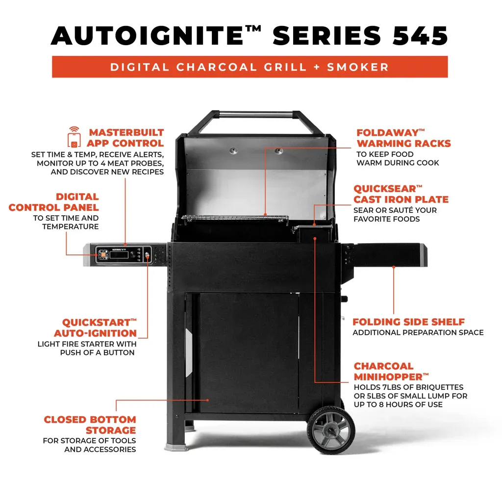 Masterbuilt AutoIgnite Series 545 Digital Charcoal Grill and Smoker