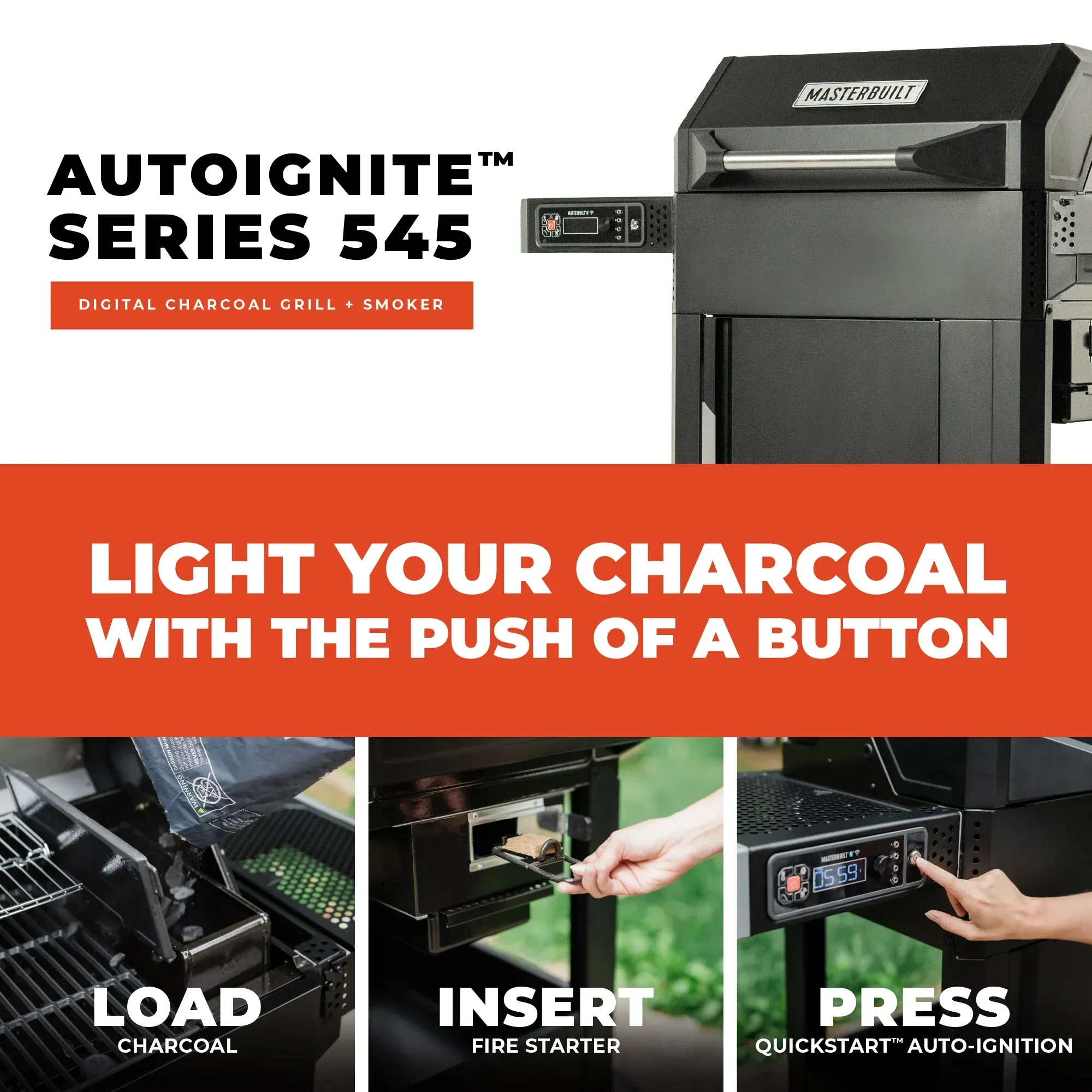 Masterbuilt AutoIgnite Series 545 Digital Charcoal Grill and Smoker