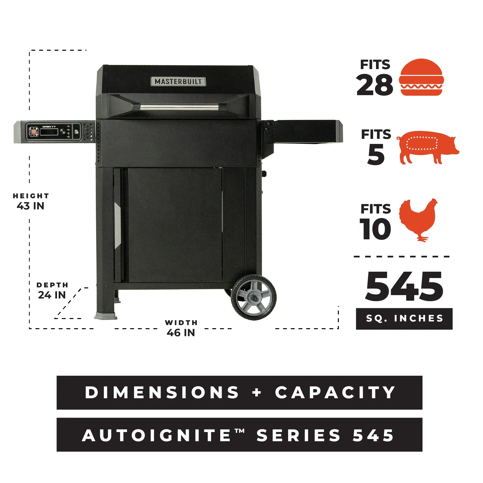 Masterbuilt AutoIgnite Series 545 Digital Charcoal Grill and Smoker