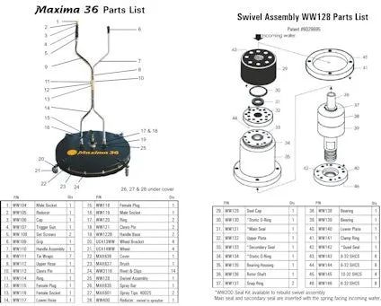 MAXIMA 36" ROTARY CLEANER W/WHEELS by WHISPER WASH (6808)