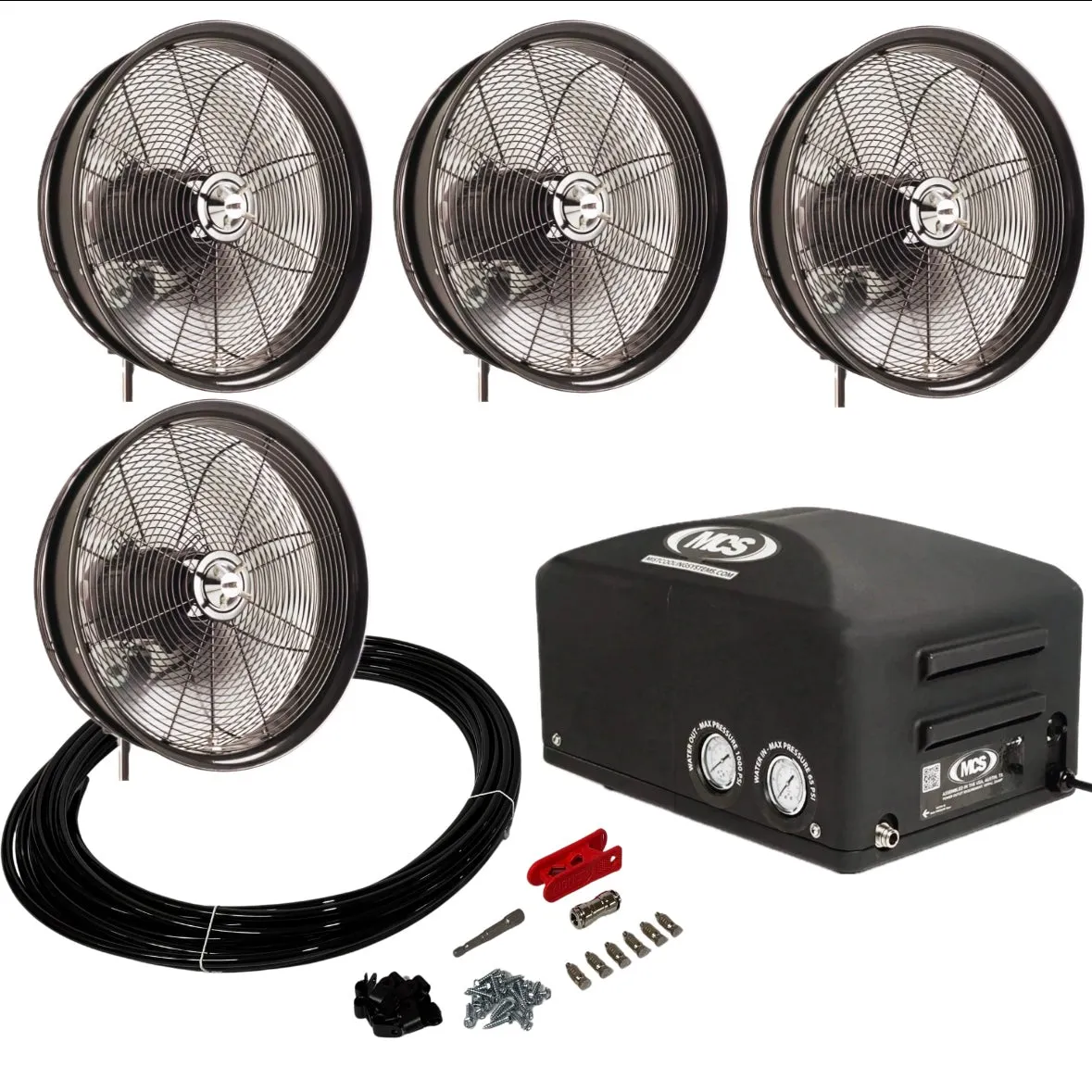 MCS Products .5 GPM Fully Enclosed Misting Pump With 4 Misting Fan Kits