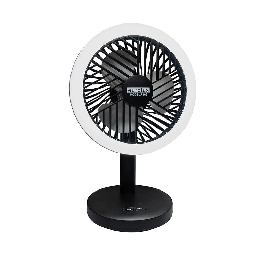 Mini Rechargeable LED Fan Black