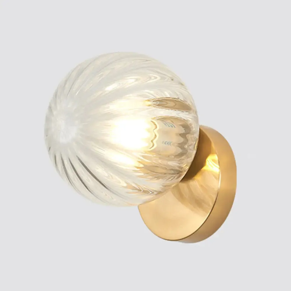 Modern Simplicity Wall Sconce: 1-Light Metal Wall Lamp with Glass Ball Shade