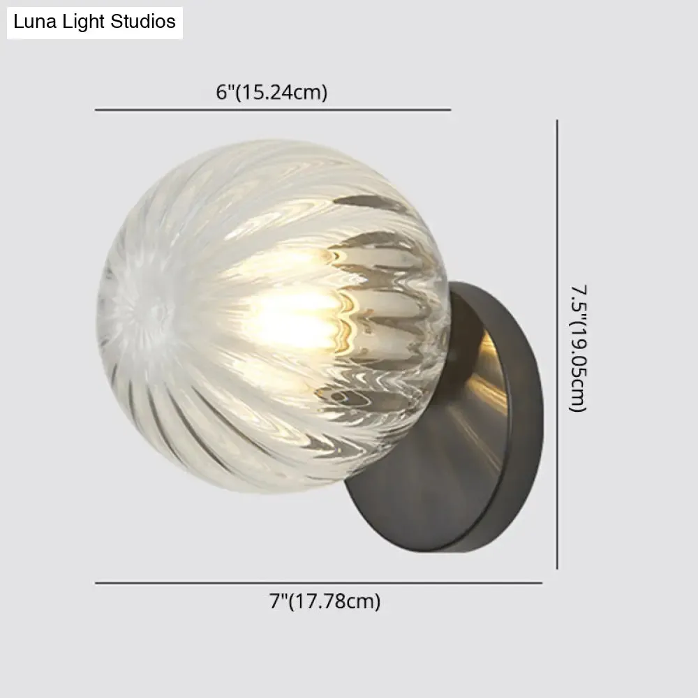 Modern Simplicity Wall Sconce: 1-Light Metal Wall Lamp with Glass Ball Shade