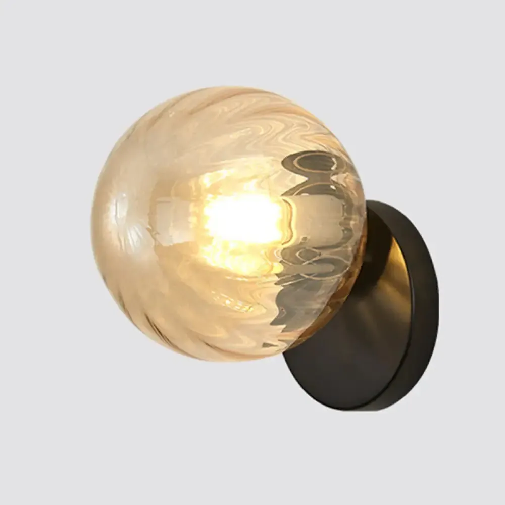 Modern Simplicity Wall Sconce: 1-Light Metal Wall Lamp with Glass Ball Shade