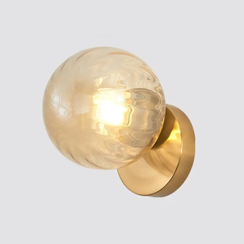 Modern Simplicity Wall Sconce: 1-Light Metal Wall Lamp with Glass Ball Shade