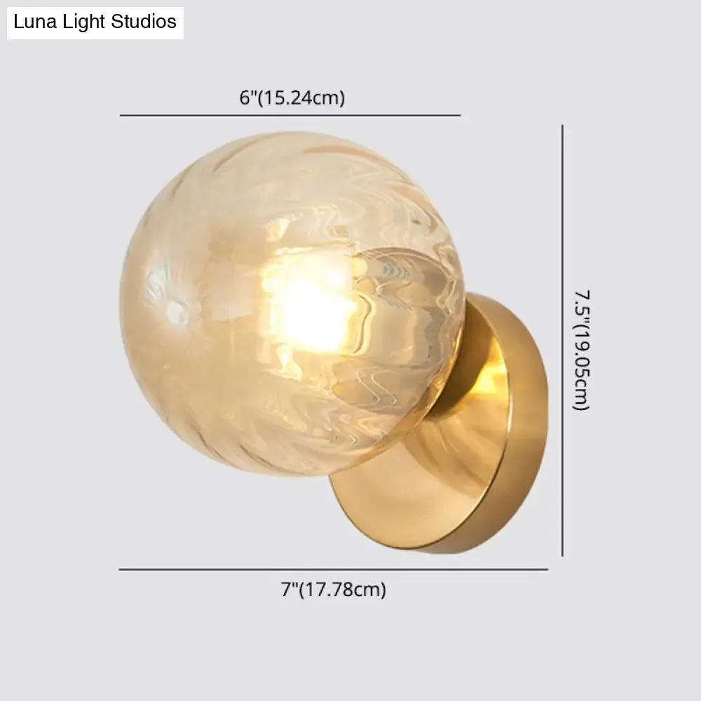 Modern Simplicity Wall Sconce: 1-Light Metal Wall Lamp with Glass Ball Shade