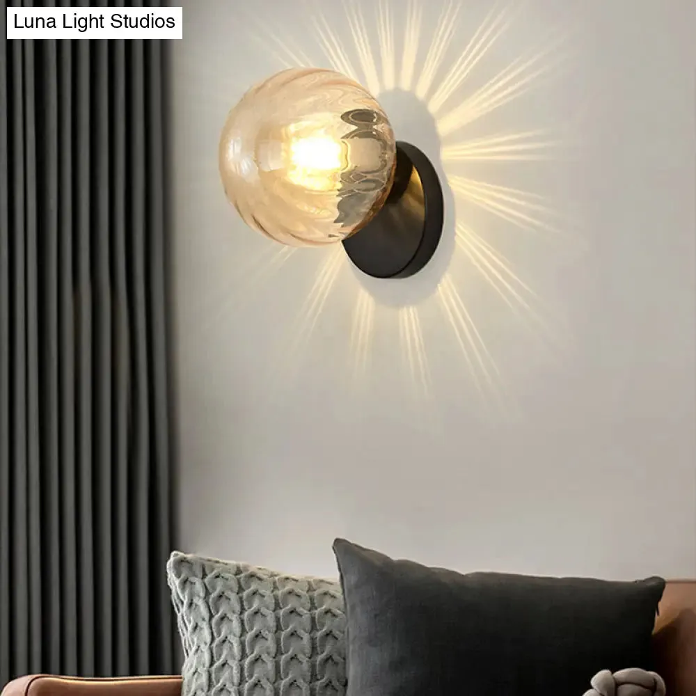 Modern Simplicity Wall Sconce: 1-Light Metal Wall Lamp with Glass Ball Shade