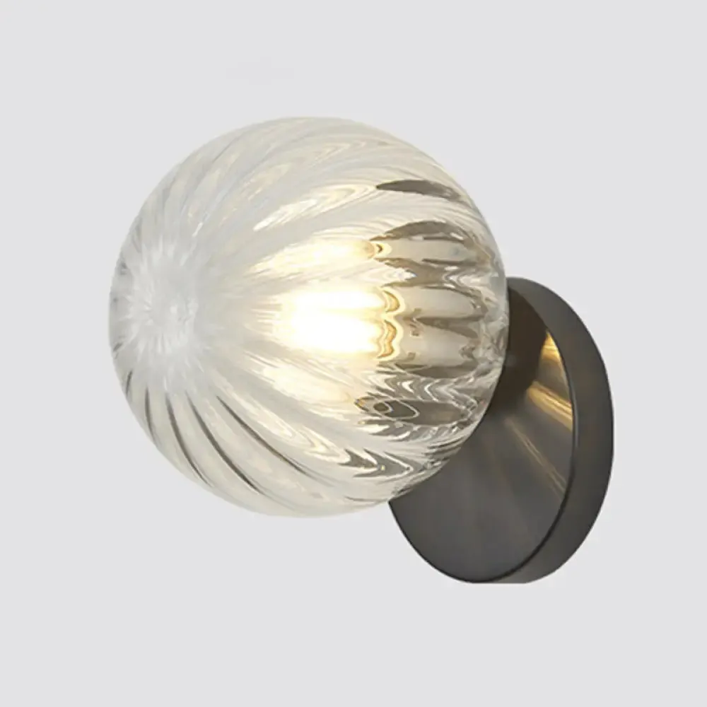 Modern Simplicity Wall Sconce: 1-Light Metal Wall Lamp with Glass Ball Shade