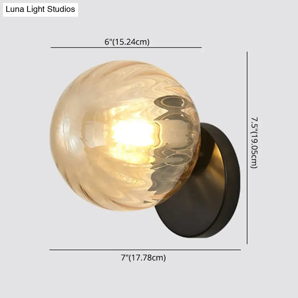 Modern Simplicity Wall Sconce: 1-Light Metal Wall Lamp with Glass Ball Shade