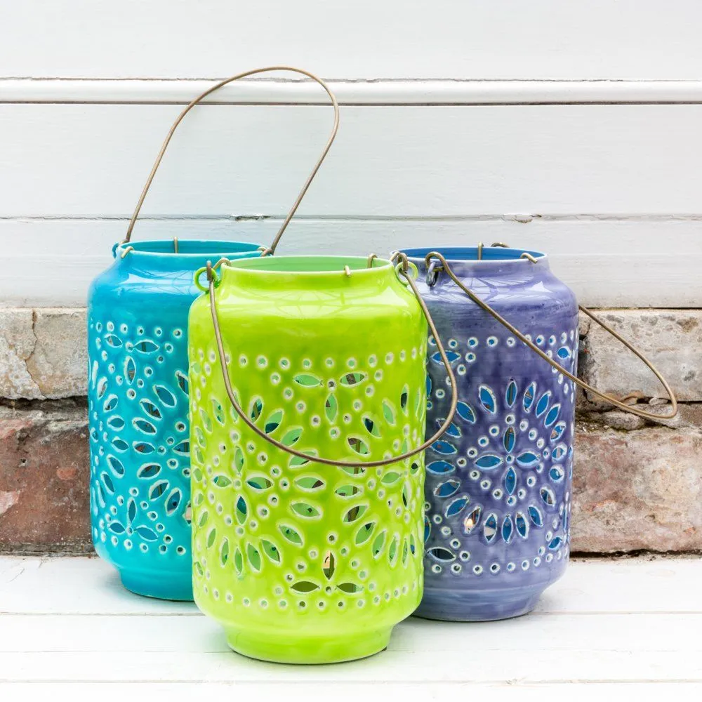 Moroccan Cut-Out Lantern Turquoise