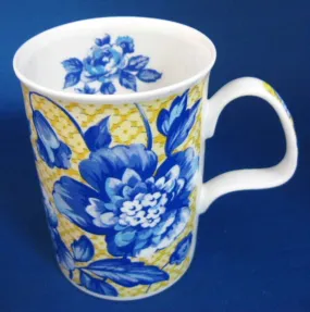 Mug Roy Kirkham Woburn Blue Floral on Yellow Gorgeous England