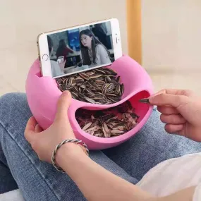 Multifunctional Double Layer Dish with Phone Holder