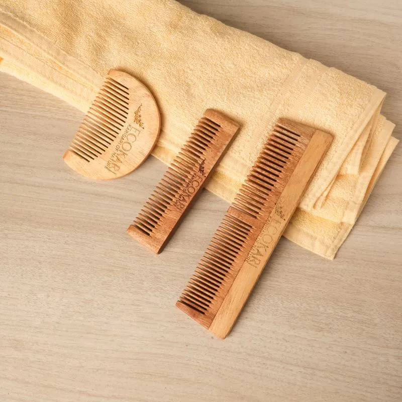 Natural Neem Wooden Combs Set (3 pcs)