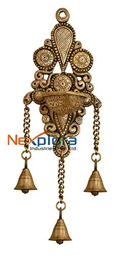 Nexplora Industries Pvt. Ltd. Brass Wall Hanging Diya | Deepak in Glossy Antique Finish | Puja Item | Fengshui Gift