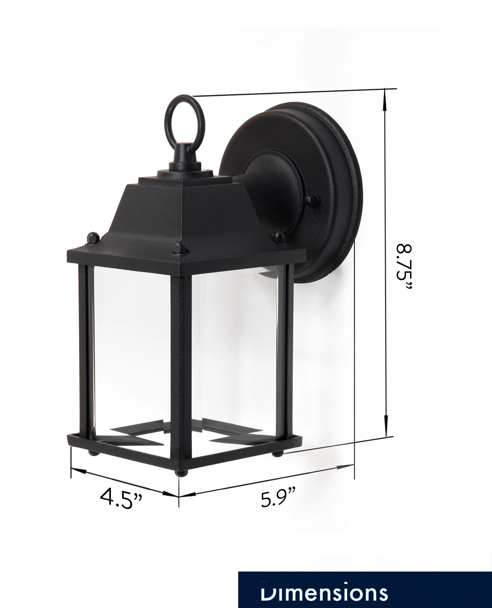 Outdoor Integrated LED Wall Porch Light, 800 Lumens, 3K, Wet Location, Black or White Finish with Beveled Glass