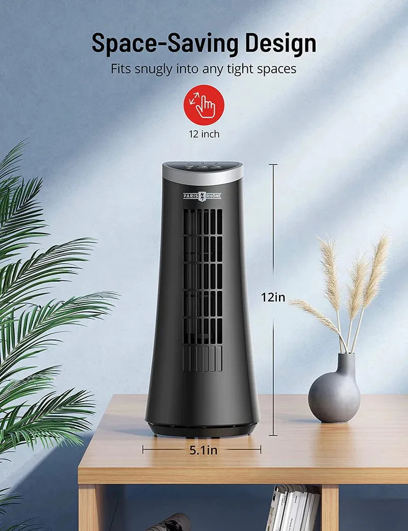 PARIS RHÔNE 75° Oscillating Fan, Quiet Cooling Table Fan with 2 Speeds, 12’’Portable Small Fan for Desktop Bedroom Home Office