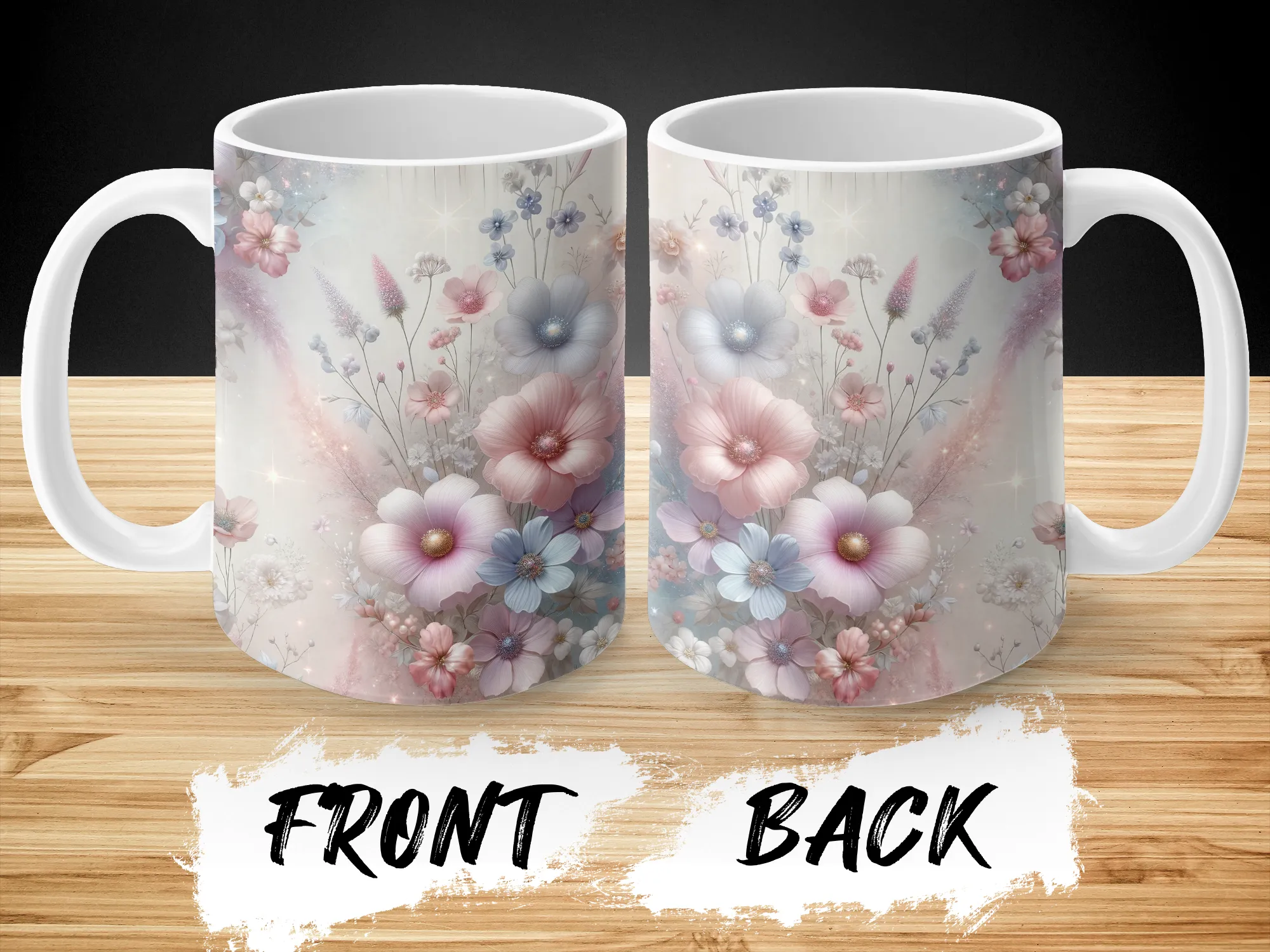 Pastel Floral Fantasy Design Coffee Mug, Floral Mug, Mug Cup, Flower Lover Coffee Cup Gift