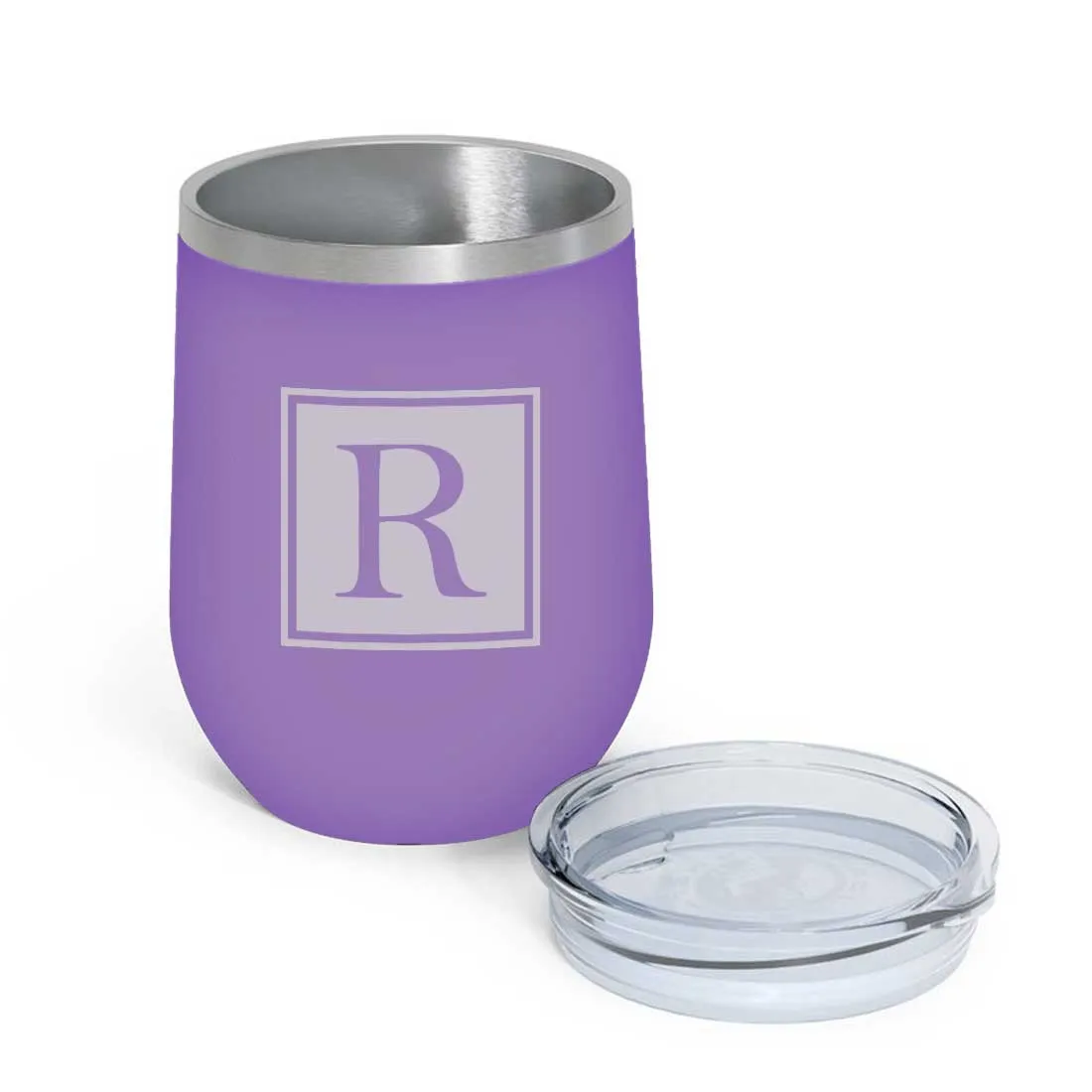 Personalised Small Coffee Tumbler for Travelling Engraved Stainless Steel Mug (350 ML) - Monogram