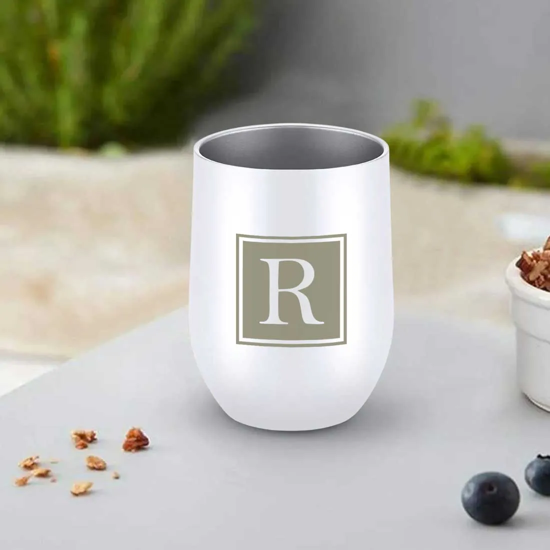 Personalised Small Coffee Tumbler for Travelling Engraved Stainless Steel Mug (350 ML) - Monogram